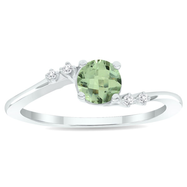 Women's Green Amethyst and Diamond Tierra Ring in 10K White Gold- GRG61015GA