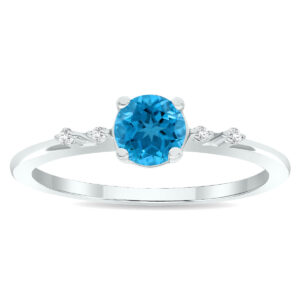 Women's Blue Topaz and Diamond Sparkle Ring in 10K White Gold- GRG61016BT