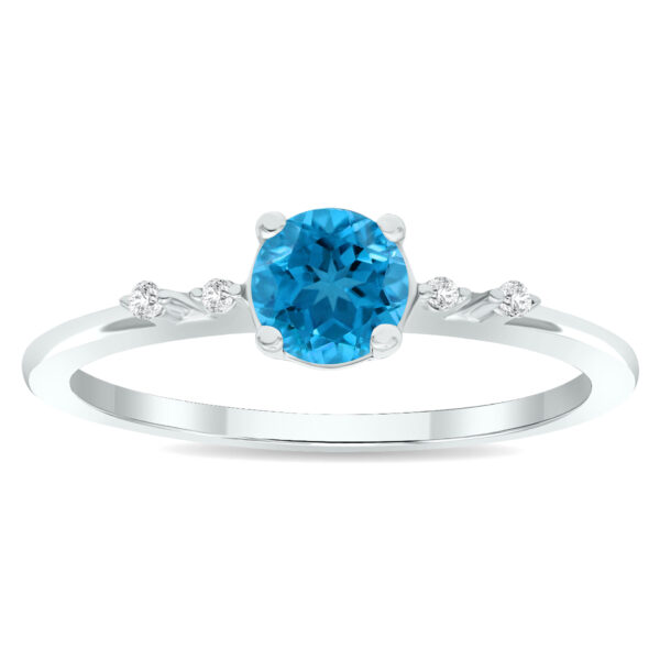Women's Blue Topaz and Diamond Sparkle Ring in 10K White Gold- GRG61016BT