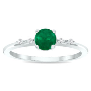 Women's Emerald and Diamond Sparkle Ring in 10K White Gold- GRG61016EM