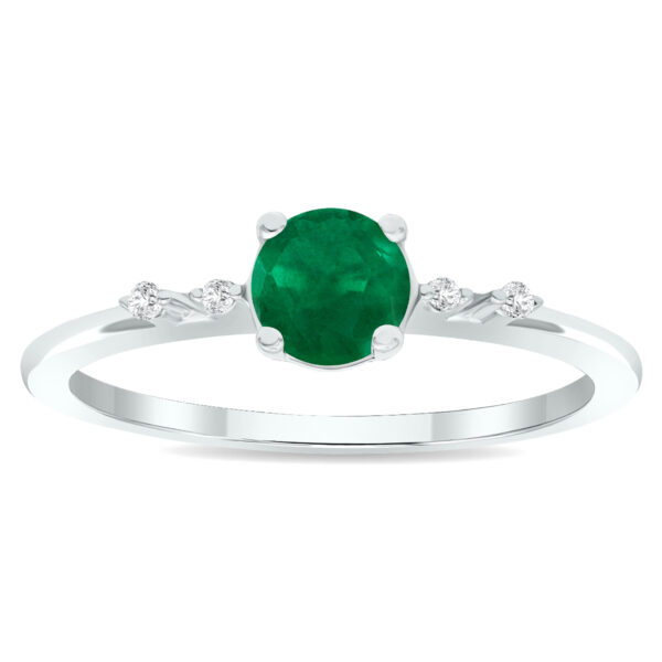 Women's Emerald and Diamond Sparkle Ring in 10K White Gold- GRG61016EM