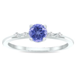 Women's Tanzanite and Diamond Sparkle Ring in 10K White Gold- GRG61016TZ
