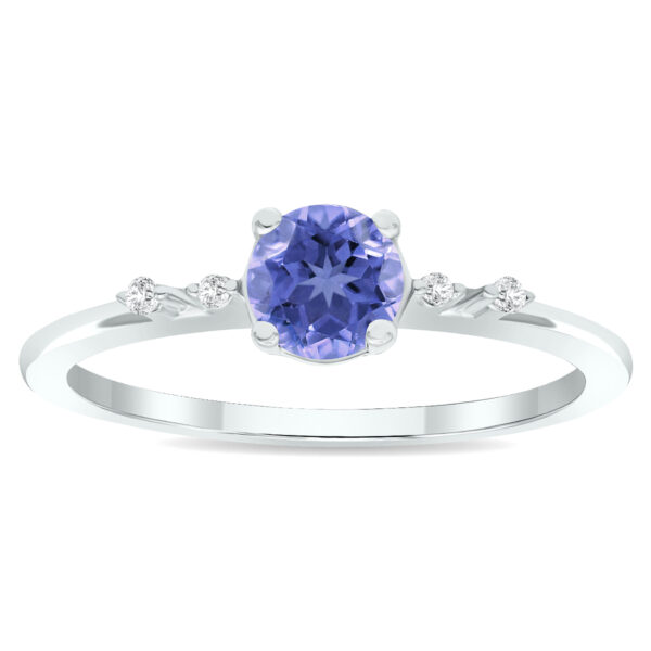 Women's Tanzanite and Diamond Sparkle Ring in 10K White Gold- GRG61016TZ