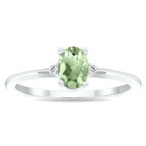Women's Green Amethyst and Diamond Classic Ring in 10K White Gold- GRG61017GA