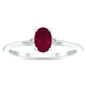 Women's Ruby and Diamond Classic Ring in 10K White Gold- GRG61017RB