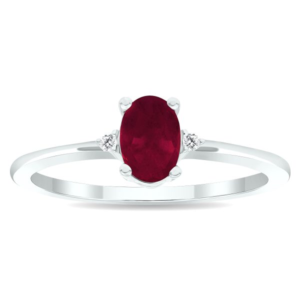 Women's Ruby and Diamond Classic Ring in 10K White Gold- GRG61017RB