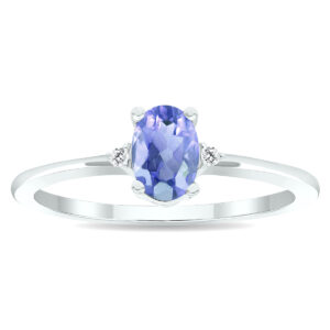 Women's Tanzanite and Diamond Classic Ring in 10K White Gold- GRG61017TZ