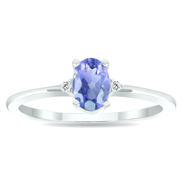 Women's Tanzanite and Diamond Classic Ring in 10K White Gold- GRG61017TZ