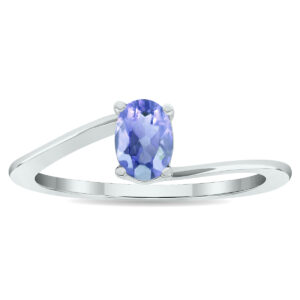 Women's Solitaire Tanzanite Wave Ring in 10K White Gold- GRG61019TZ
