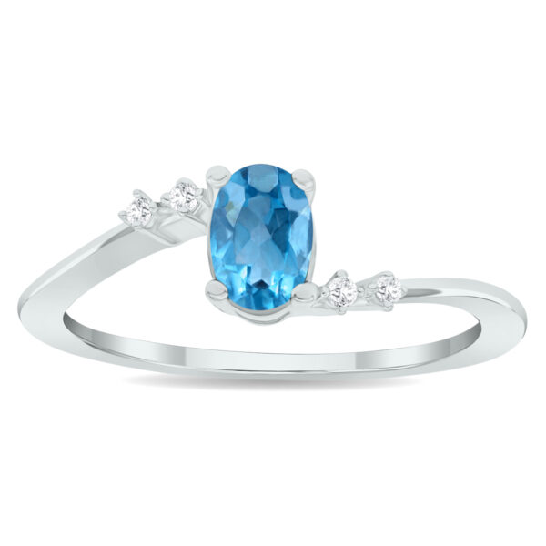 Women's Blue Topaz and Diamond Tierra Ring in 10K White Gold- GRG61020BT