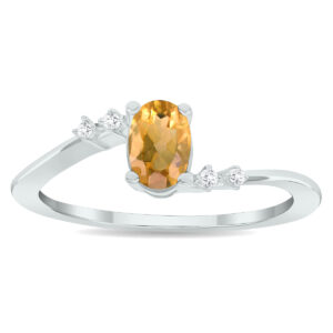 Women's Citrine and Diamond Tierra Ring in 10K White Gold- GRG61020CT