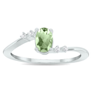 Women's Green Amethyst and Diamond Tierra Ring in 10K White Gold- GRG61020GA