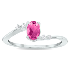 Women's Pink Topaz and Diamond Tierra Ring in 10K White Gold- GRG61020PZ