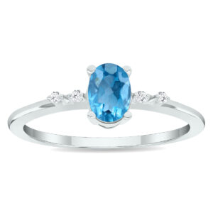 Women's Blue Topaz and Diamond Sparkle Ring in 10K White Gold- GRG61021BT