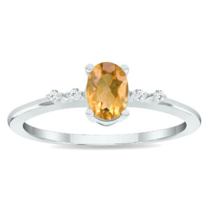 Women's Citrine and Diamond Sparkle Ring in 10K White Gold- GRG61021CT