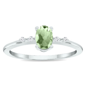 Women's Green Amethyst and Diamond Sparkle Ring in 10K White Gold- GRG61021GA