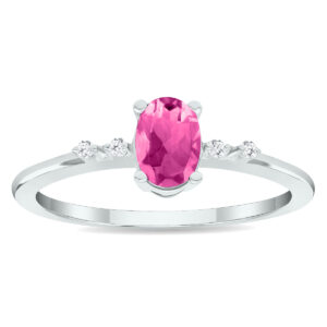 Women's Pink Topaz and Diamond Sparkle Ring in 10K White Gold- GRG61021PZ