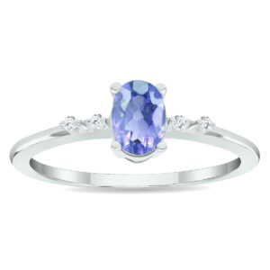 Women's Tanzanite and Diamond Sparkle Ring in 10K White Gold- GRG61021TZ