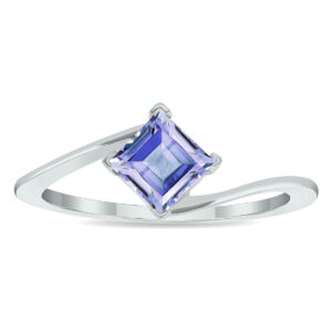 Women's Solitaire Tanzanite Wave Ring in 10K White Gold- GRG61024TZ