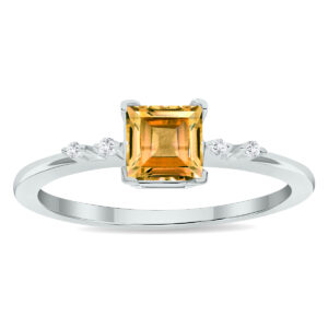 Women's Citrine and Diamond Sparkle Ring in 10K White Gold- GRG61025CT