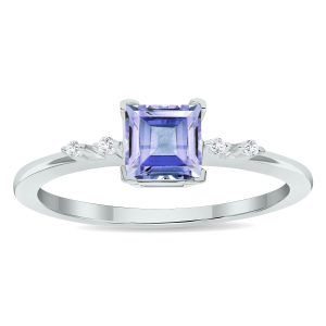 Women's Tanzanite and Diamond Sparkle Ring in 10K White Gold- GRG61025TZ