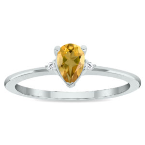 Women's Citrine and Diamond Classic Ring in 10K White Gold- GRG61026CT