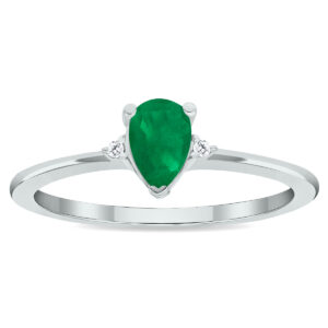 Women's Emerald and Diamond Classic Ring in 10K White Gold- GRG61026EM