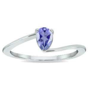 Women's Solitaire Tanzanite Wave Ring in 10K White Gold- GRG61027TZ