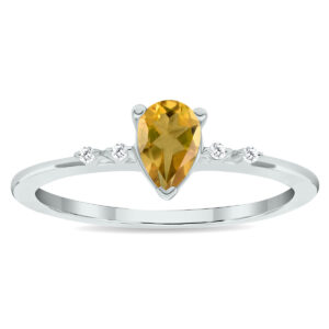 Women's Citrine and Diamond Sparkle Ring in 10K White Gold- GRG61029CT