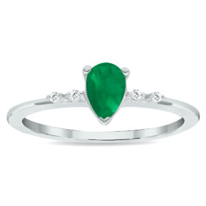 Women's Emerald and Diamond Sparkle Ring in 10K White Gold- GRG61029EM