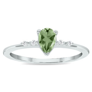 Women's Green Amethyst and Diamond Sparkle Ring in 10K White Gold- GRG61029GA