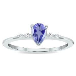 Women's Tanzanite and Diamond Sparkle Ring in 10K White Gold- GRG61029TZ