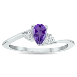 Women's Amethyst and Diamond Tierra Ring in 10K White Gold- GRG61030AM