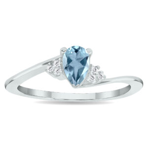 Women's Aquamarine and Diamond Tierra Ring in 10K White Gold- GRG61030AQ