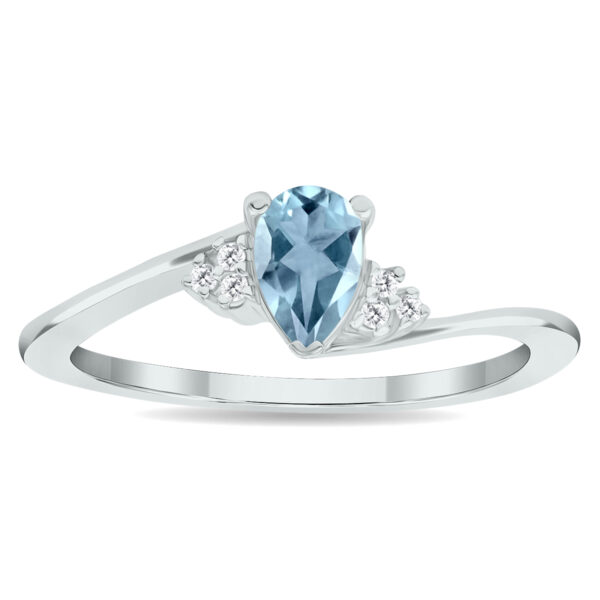 Women's Aquamarine and Diamond Tierra Ring in 10K White Gold- GRG61030AQ