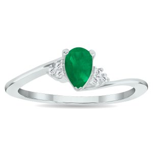 Women's Emerald and Diamond Tierra Ring in 10K White Gold- GRG61030EM