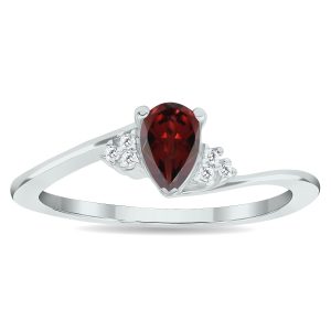 Women's Garnet and Diamond Tierra Ring in 10K White Gold- GRG61030GT