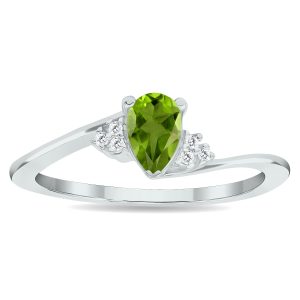 Women's Peridot and Diamond Tierra Ring in 10K White Gold- GRG61030PD