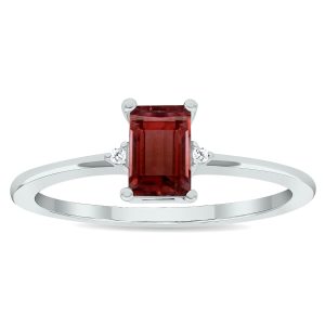 Women's Garnet and Diamond Classic Ring in 10K White Gold- GRG61031GT
