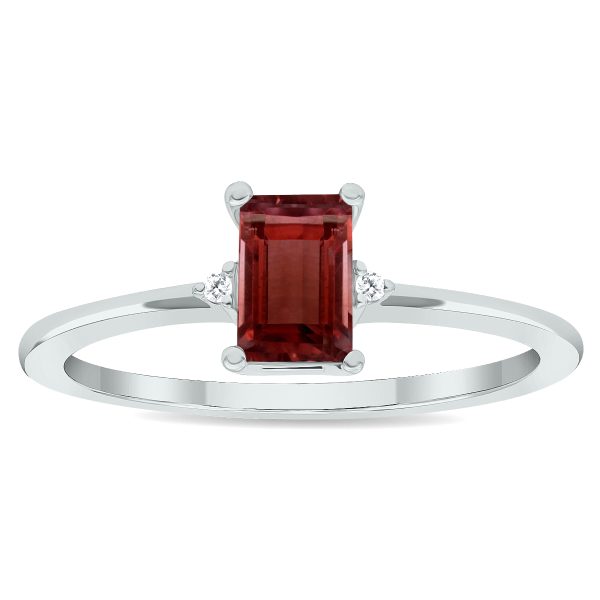 Women's Garnet and Diamond Classic Ring in 10K White Gold- GRG61031GT