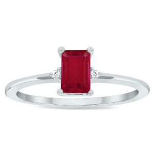 Women's Ruby and Diamond Classic Ring in 10K White Gold- GRG61031RB