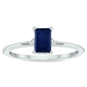 Women's Sapphire and Diamond Classic Ring in 10K White Gold- GRG61031SP
