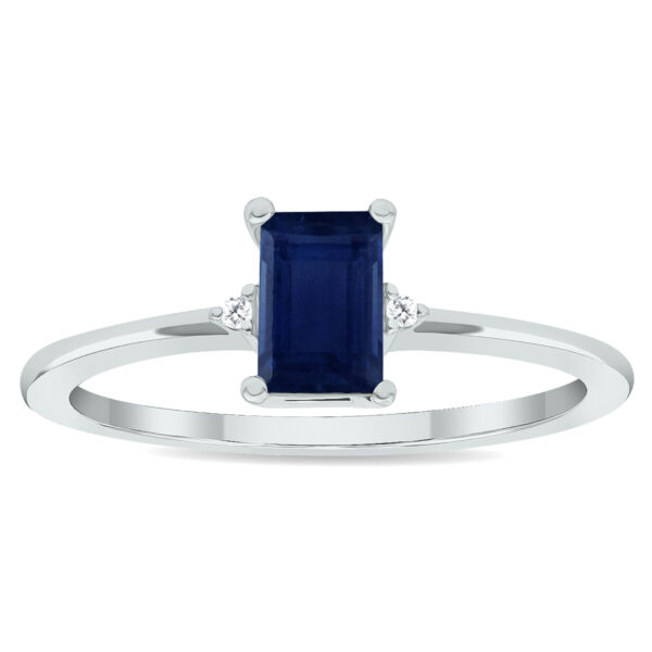 Women's Sapphire and Diamond Classic Ring in 10K White Gold- GRG61031SP