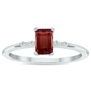 Women's Garnet and Diamond Sparkle Ring in 10K White Gold- GRG61034GT