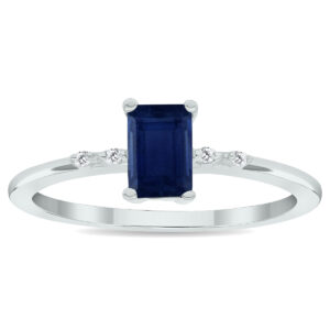 Women's Sapphire and Diamond Sparkle Ring in 10K White Gold- GRG61034SP