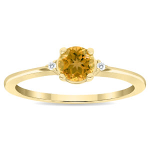 Women's Round Shaped Citrine and Diamond Classic Ring in 10K Yellow Gold- GRG61122CT