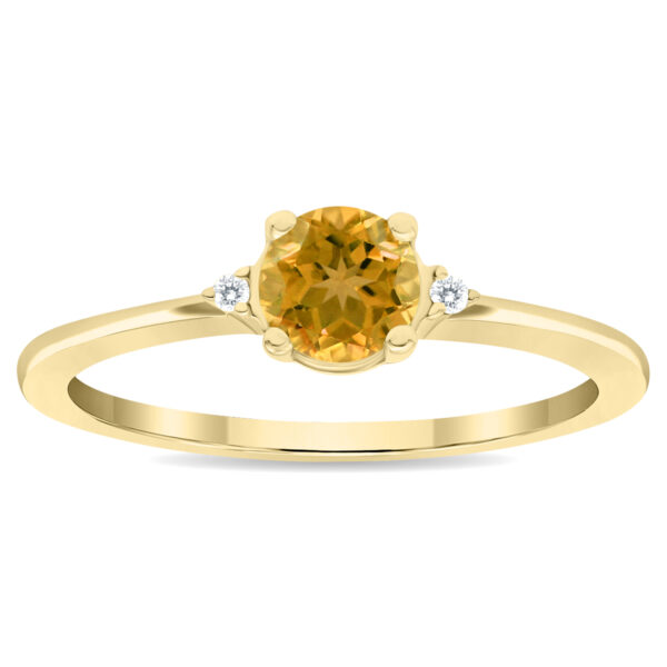 Women's Round Shaped Citrine and Diamond Classic Ring in 10K Yellow Gold- GRG61122CT