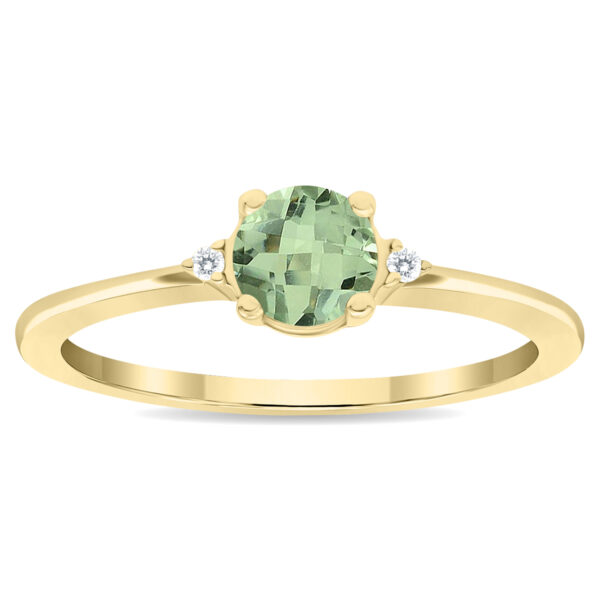 Women's Round Shaped Green Amethyst and Diamond Classic Ring in 10K Yellow Gold- GRG61122GA