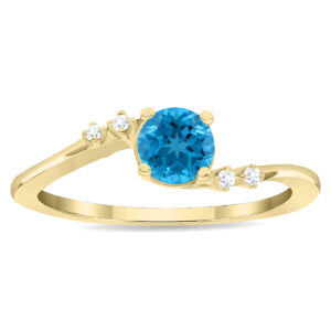 Women's Round Shaped Blue Topaz and Diamond Tierra Ring in 10K Yellow Gold- GRG61125BT