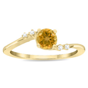 Women's Round Shaped Citrine and Diamond Tierra Ring in 10K Yellow Gold- GRG61125CT